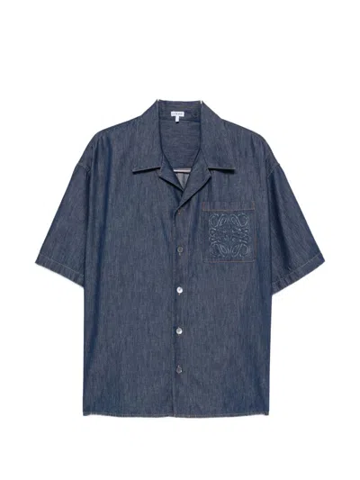 Loewe Aanagram Denim Shirt In Blue