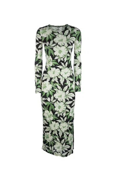 Loewe Floral Print Tube Dress In Green