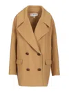 Loewe Womens Camel Double-breasted Notched-collar Wool Jacket In Nude