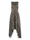 Loewe Abstract-print Dress In Brown