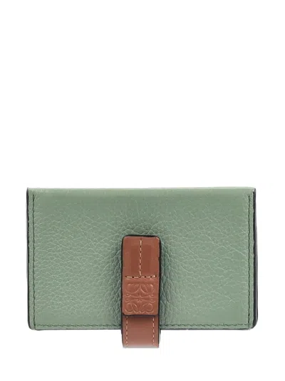 Pre-owned Loewe Accordion Leather Wallet In Green