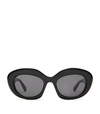 Loewe Acetate Dawn Oval Sunglasses In Black