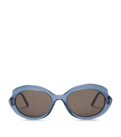 Loewe Acetate Mini Oval Slim Sunglasses In Blue