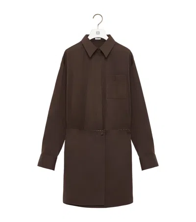 Loewe Adjustable Mini Shirt Dresss In Brown