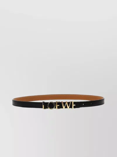 Loewe Adjustable 'monogram' Logo Belt With Gold-tone Buckle