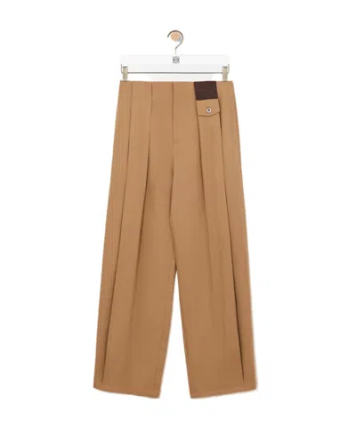 Loewe Adjusted Fit Trousers In Cotton In Brown