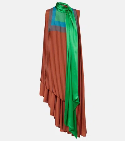 LOEWE ALBERS ASYMMETRIC PLEATED CRÊPE MIDI DRESS