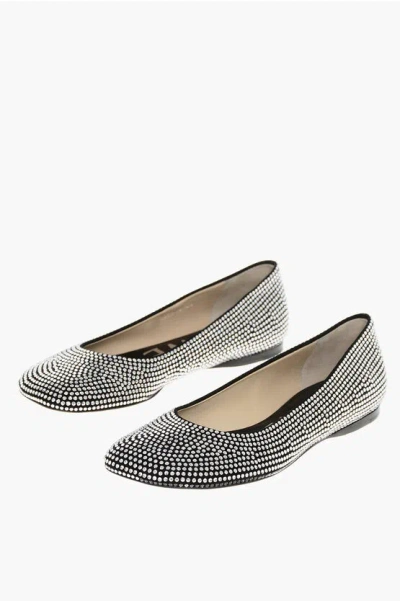 LOEWE ALL-OVER RHINESTONED LEATHER BALLET FLATS