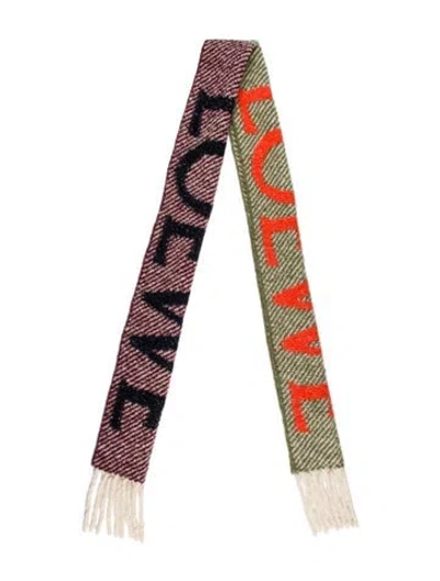 Pre-owned Loewe Alpaca Printed Scarf In Green