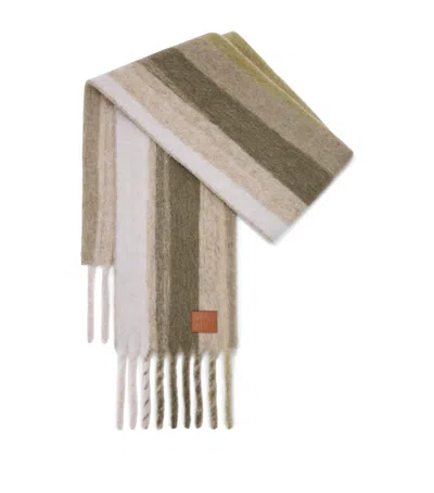 Loewe Alpaca-wool-blend Jacquard Stripe Scarf In Brown
