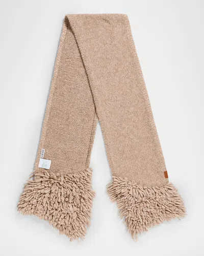 Loewe Alpaca Wool Blend Scarf In Beige