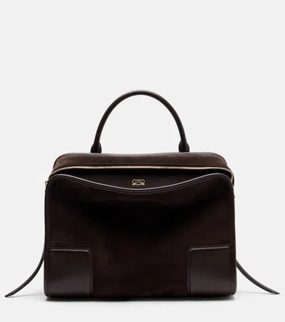 Loewe Amazona Large Suede Top-handle Bag In Brown