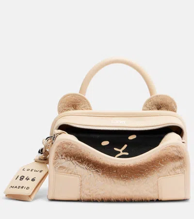 Loewe Amazona 180 Lion Fringed Cut Mini Tote Bag In Pink