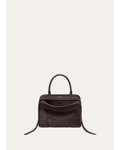 Loewe Amazona 180 Small Leather Top-handle Bag In Dark Brownie