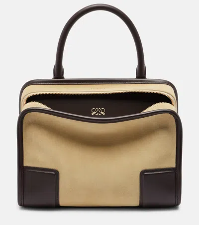 Loewe Amazona 180 Small Suede Top-handle Bag In Sand