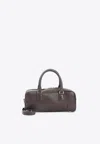 Loewe Structured Rectangular Handbag In Premium Calfskin Leather In Brown