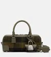 Loewe Amazona 23 Leather-trimmed Tartan Tote Bag In Green