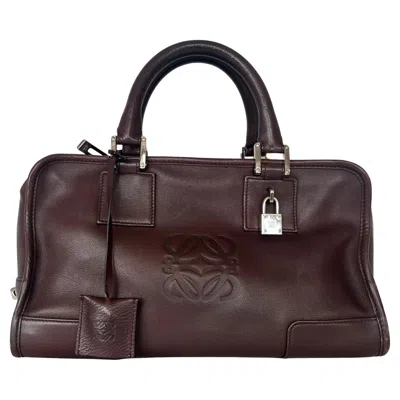 Pre-owned Loewe Amazona 28 In Brown Calfskin Leather And Gold-tone Hardware