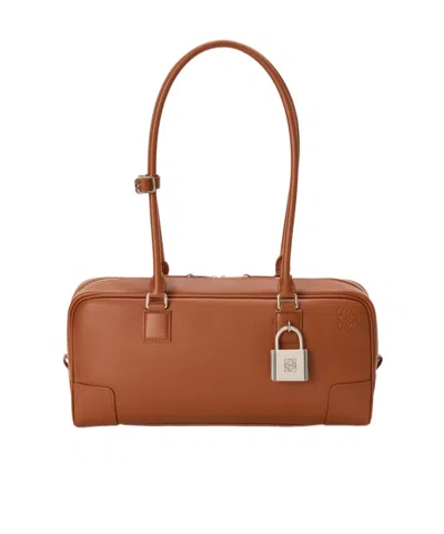 Loewe Amazona 31 Cropped Bag In Shiny Calfskin In Brown
