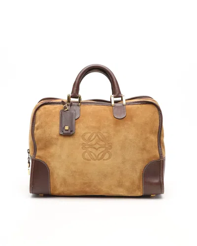 Loewe Amazona 36 Suede Boston Tote Bag In Brown