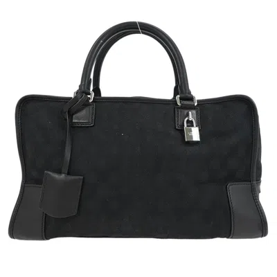 Pre-owned Loewe Amazona Bag Leather And Jacquard Canvas Black Canvas Handbag ()