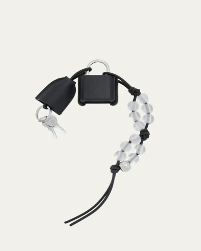 Loewe Amazona Beaded Padlock Bag Charm In Metallic