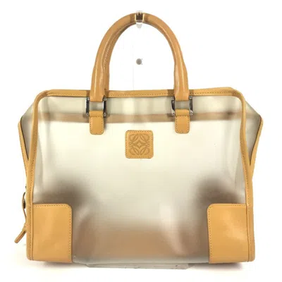 Pre-owned Loewe Amazona Beige Vinyl Leather Boston Bag Handbag ()
