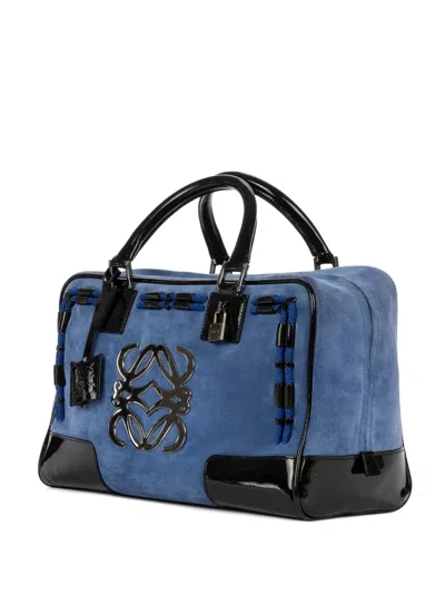Pre-owned Loewe Amazona Boston 36 Logo-appliqué Tote Bag In Blue
