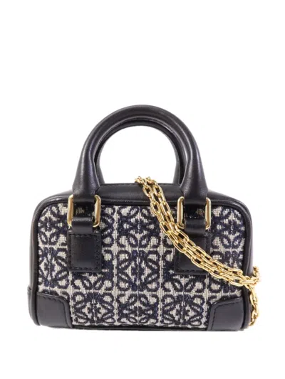 Pre-owned Loewe Amazona Nano Anagram Tote Bag In Black