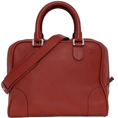 Pre-owned Loewe Amazona Red Color Leather Handbag Shoulder Bag ()