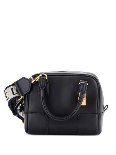 Pre-owned Loewe Amazona Square Bag Leather 16 Satchel In Black