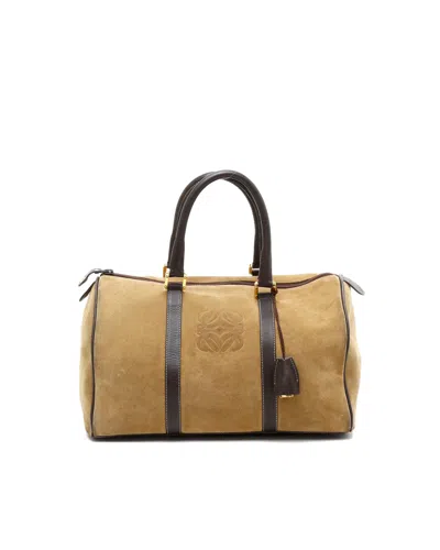Loewe Amazona Suede Boston Bag In Brown