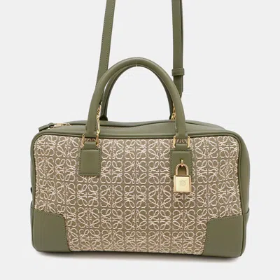 Pre-owned Loewe Amazonas Green Canvas Leather Size 28