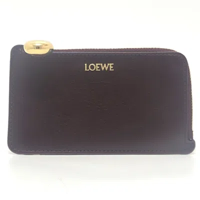 Pre-owned Loewe Amethyst Red Color Wine Leather Coin Purse/coin Case ()