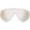 Loewe Anagram 140mm Mirrored Shield Sunglasses In White/smoke Mirror