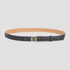 Loewe Textured Calfskin Belt With Gold-tone Buckle In Gray