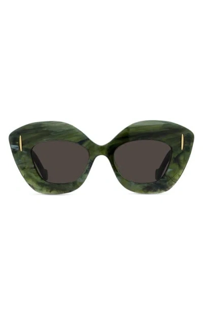 Loewe Anagram 48mm Small Cat Eye Sunglasses In Green