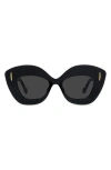 Loewe Anagram 48mm Small Cat Eye Sunglasses In Black