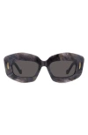 Loewe Silver Screen Chunky Acetate Rectangle Sunglasses In Black Horn Smoke