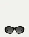Loewe Anagram 51mm Beveled Acetate Pentagon Sunglasses In Black
