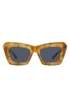 Loewe Anagram 51mm Cat Eye Sunglasses In Blonde Havana/blue