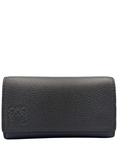 Loewe Anagram 6 Key Case Gray Leather (authentic Pre-loved) In Black