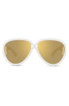 Loewe Anagram 65mm Oversized Pilot Mask Sunglasses In White
