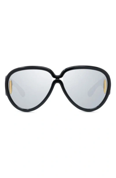 Loewe Anagram 65mm Oversized Pilot Mask Sunglasses In Black