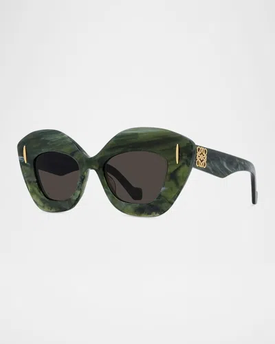 Loewe Anagram Acetate Butterfly Sunglasses In Green