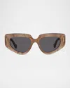Loewe Anagram Acetate Butterfly Sunglasses In Brown
