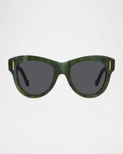 Loewe Anagram Acetate Butterfly Sunglasses In Green