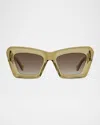 Loewe Womens Transparent Olive Beveled Cat-eye Acetate Sunglasses In Gold
