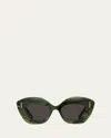 Loewe Silver Screen 49mm Rectangular Sunglasses In Shiny Black Smoke