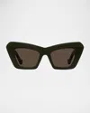 Loewe Anagram Acetate Cat-eye Sunglasses In Sdkgrnbrn
